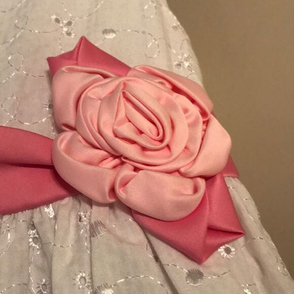 Jessica Ann Pink & White Eyelet Dress - Sz 5 - Picture 4 of 7